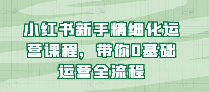 小红书新手必修：从零基础到精细化运营的全流程课程指南-小伟资源网