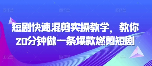 短剧快速混剪实操教学，教你20分钟做一条爆款燃剪短剧-小伟资源网