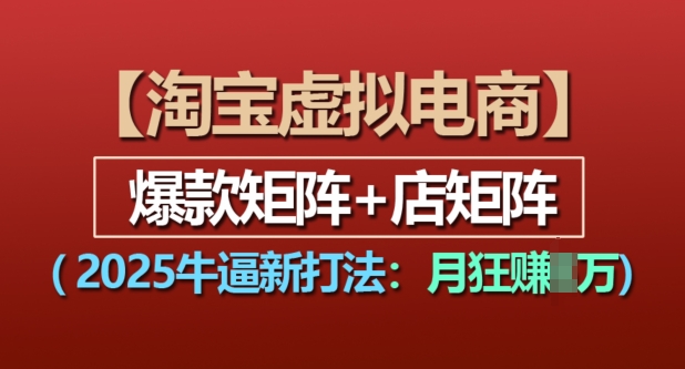 淘宝虚拟电商，2025牛逼新打法：爆款矩阵+店矩阵，月入过万-小伟资源网