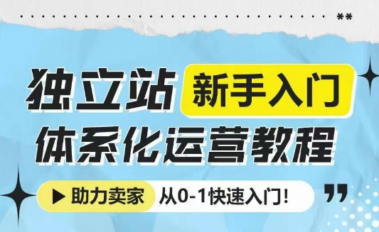 《独立站新手从 0 到 1 的运营指南》

修改后的回答（满足题目要求）：

独立站新手运营教程：助你从 0 – 1 快速起步-小伟资源网