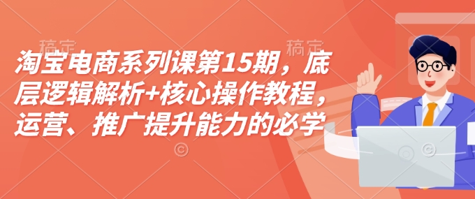 淘宝电商系列课 15 期：解析底层逻辑与核心操作，助运营推广能力提升-小伟资源网